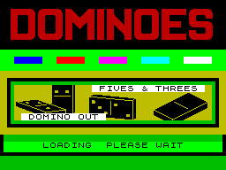 Dominoes title screen for ZX Spectrum